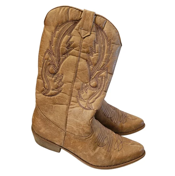 Tan Embroidered Western Boots Coconuts By Matisse Brown Size 9 - Picture 3 of 4